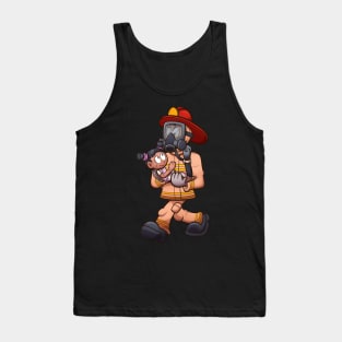 Cartoon Firefighter Saving Little Girl Tank Top